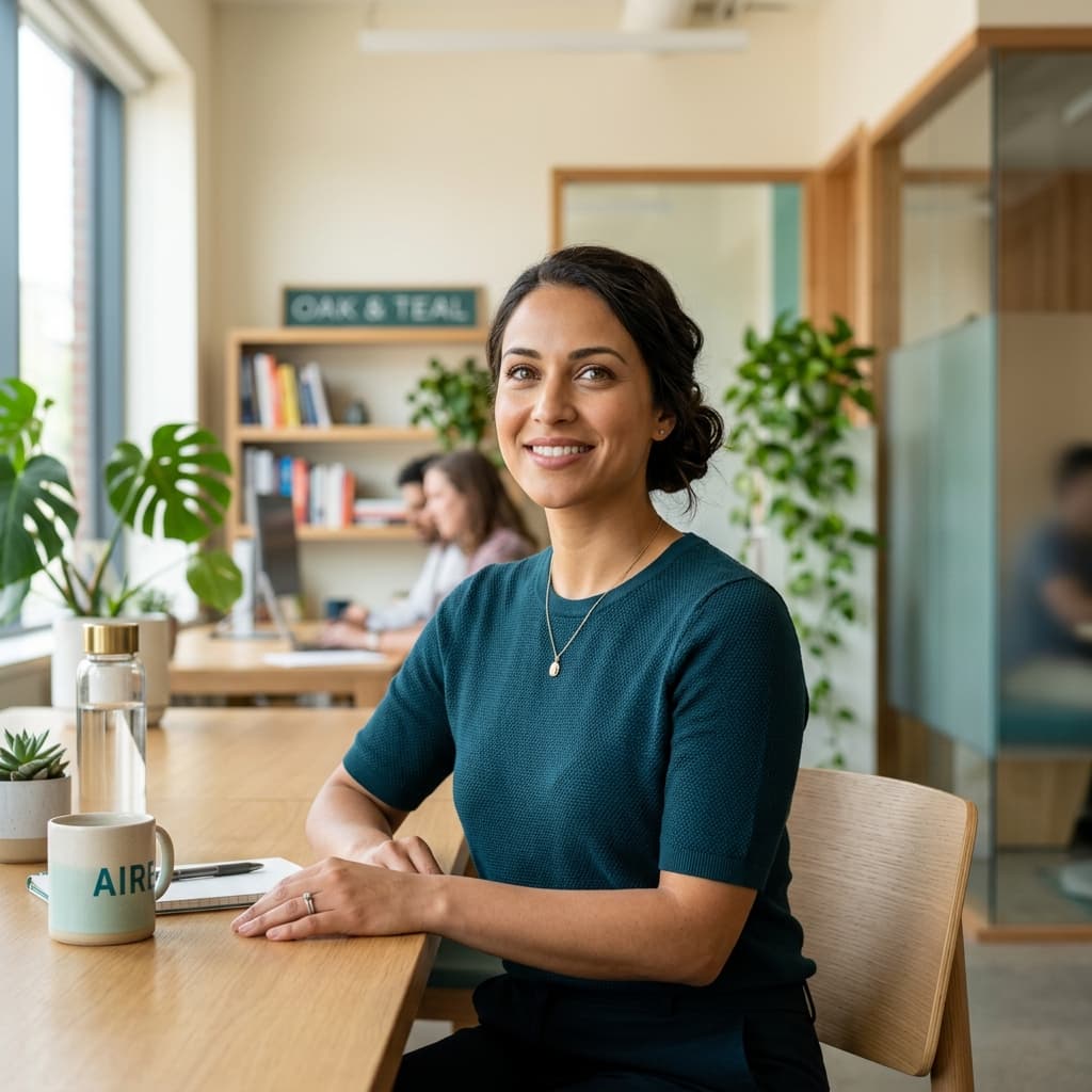 Aireena managing the schedule at the office desk